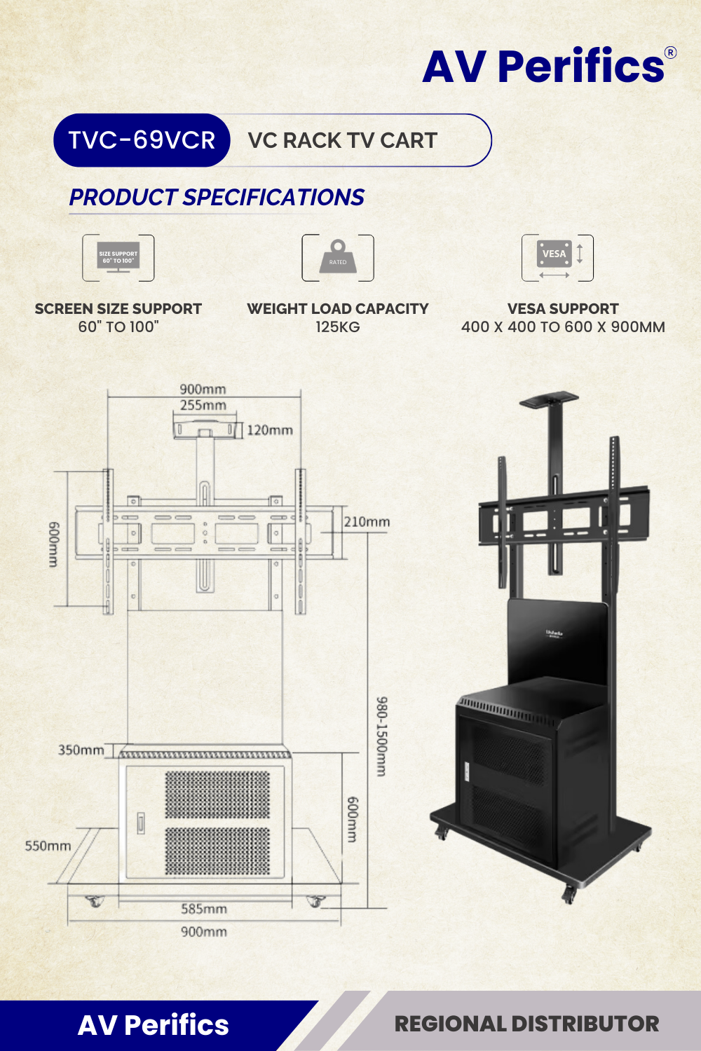 Tvcs Rack TV Trolley - kperifics
